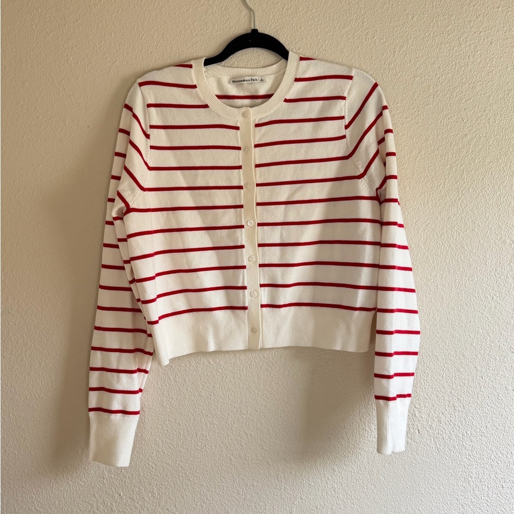 NWOT Abercrombie - Striped White and Red Cardigan